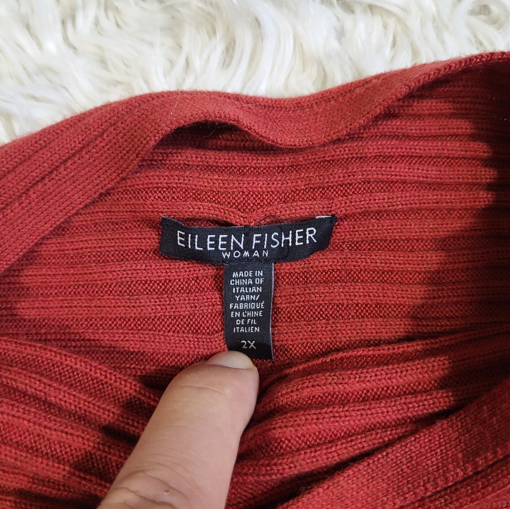 Eileen Fisher Women's Merino Wool Funnel Neck Sweater Serrano Chile Red Size 2X - Picture 7 of 14